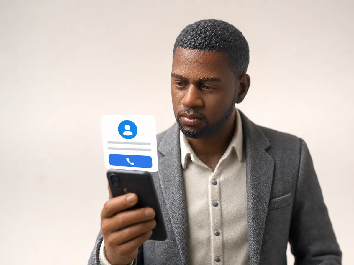 Phone representing the contact form and WhatsApp
