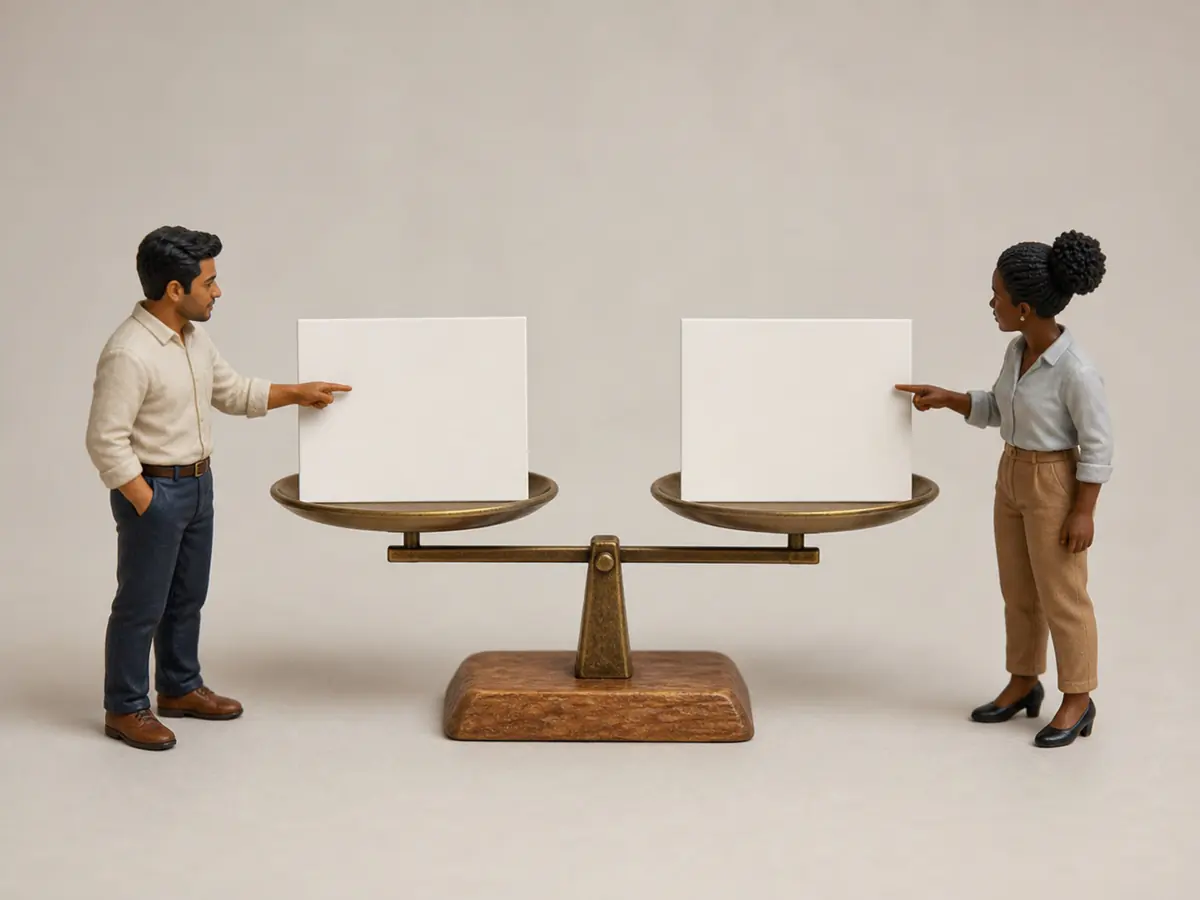 Balanza para comparar el coste y las condiciones de distintas opciones web