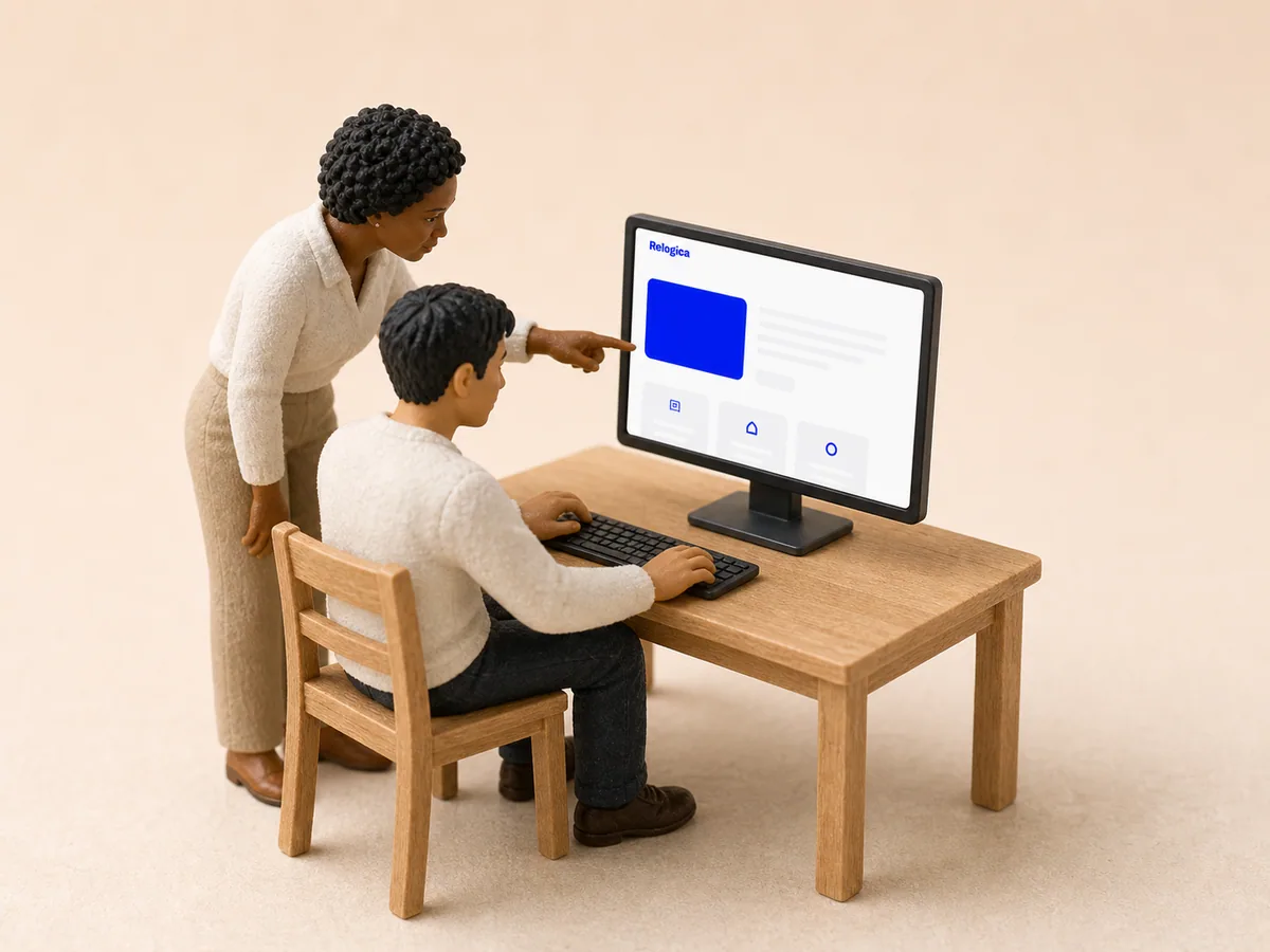 Equipo de Relógica revisando una web en el estudio